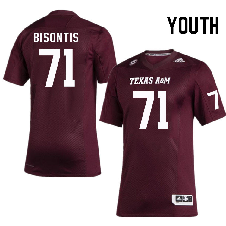 Youth #71 Chase Bisontis Texas A&M Aggies College Football Jerseys Stitched Sale-Maroon
